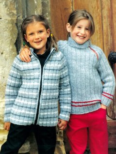 Raglan pullover and cardigan in rib knit