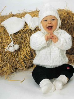 Pullover, hat, helmet, mittens and socks