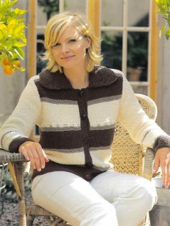 Cardigan with stripes and collar