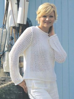 Lace-knit jumper with plain-knit sides