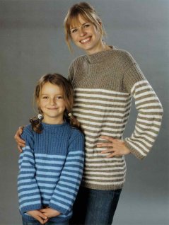 Striped sweater with elastic yoke