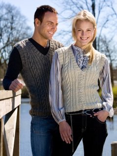 Cable-knit slipover and vest