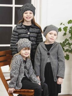 Plain knitted cardigan and hat