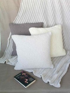 Knitted pillows and blanket