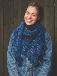 Garter stitch, lace stitch and crochet shawl