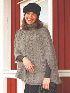 Patterned knitted poncho