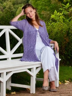 Lace-knit long cardigan