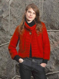 Cardigan with collar and wide elastic