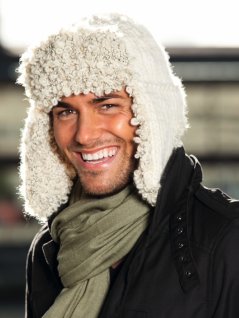 Hat with fur trim
