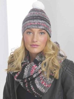 Ribbed knit hat and patent knit scarf ring