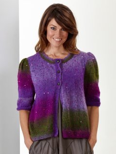 Knitted cardigan with puff sleeves