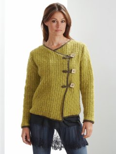 Knitted wrap cardigan with structured pattern