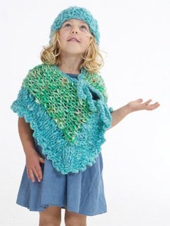 Knitted poncho and hat