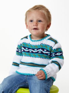 Knitted sweater with pattern in colors