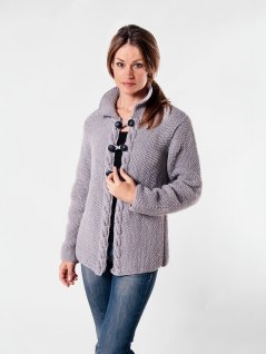 Moss knitted cardigan in double yarn