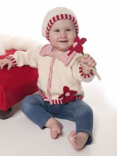 Cardigan and hat with flower - Knitting patterns &amp; Crochet patterns - Marks &amp; Kattens