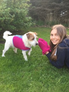 Crochet dog blanket and mittens
