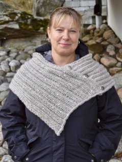 Knitted poncho and polo neck