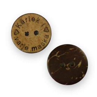 Button Love in every stitch Coconut 16mm