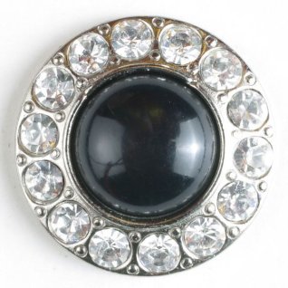Rhinestone button Silver-Black 20 mm