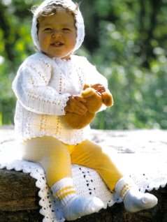 Crochet cardigan, hat and blanket