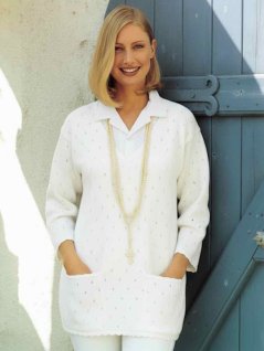 Long sweater with v-neck and pockets