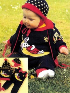 Baby jacket, pants, hat, helmet and mittens