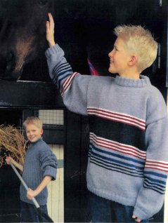 Ribbed and striped sweater