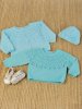 Lace-knit yoke sweater, cardigan and hat