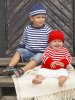 Striped raglan sweater and hats