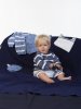 Striped cardigan, sweater, pants and hat