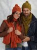 Knitted hat, scarf, bag and tea cap