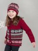 Patterned knitted cardigan and slipover with hat