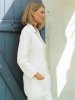 Long sweater with v-neck and pockets