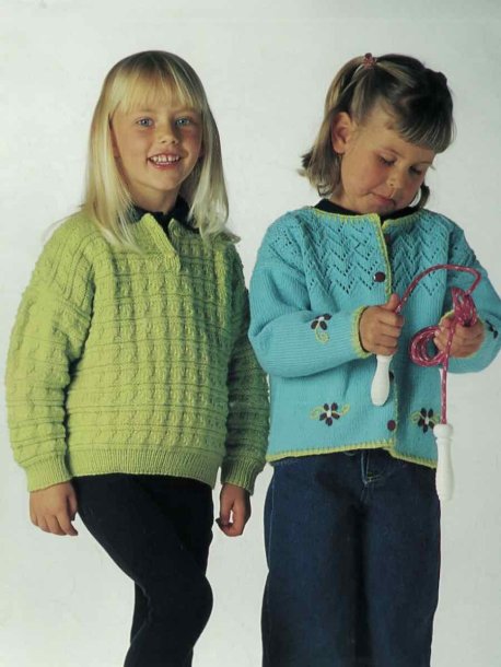 Cardigan with embroidered flowers and structured knit pullover