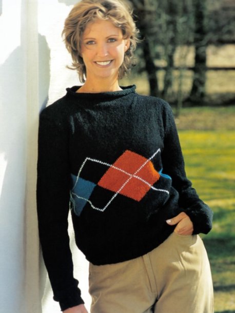 Harlequin check jumper