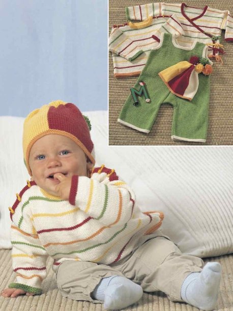 Wrap cardigan, jumper, trousers and hat