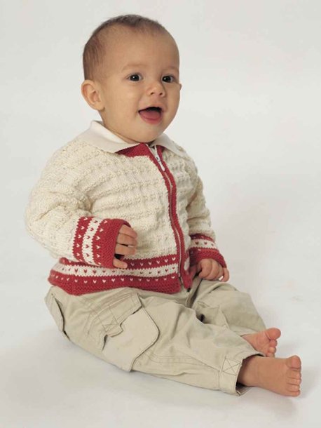 Cardigan, hat and blanket in lace pattern or structure