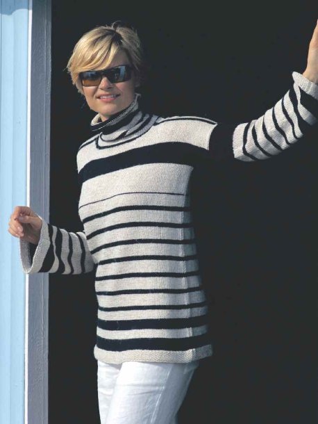 Striped jumper with trumpet sleeves