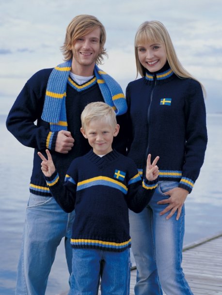 Men's and children's V-neck sweaters, women's cardigans and scarves