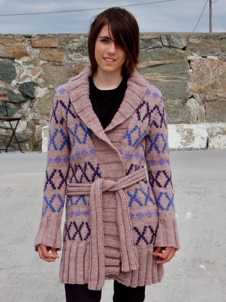 Patterned long cardigan