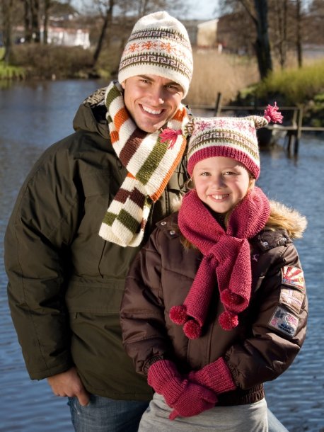 Hat, scarf, fake polo, mittens