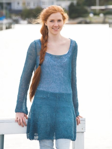 Plain knit sweater with garter stitch edges