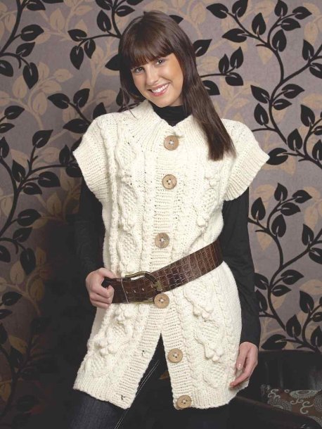 Cable-knit long vest