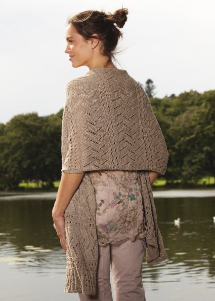 Lace-knit shawl and lace-knit scarf