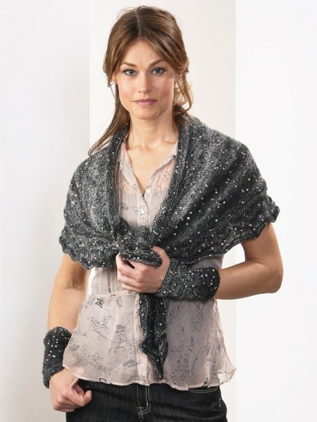 Shawl and wrist warmer
