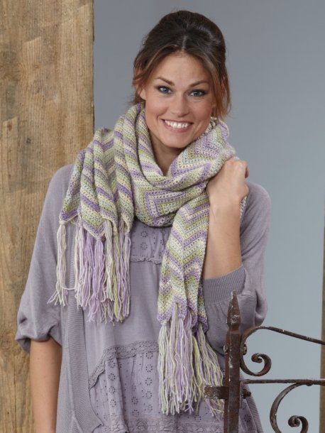 Crochet hat, scarf and shawl