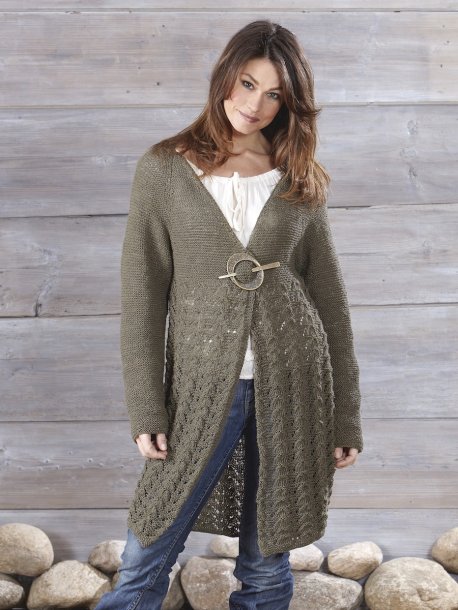 Patterned long cardigan