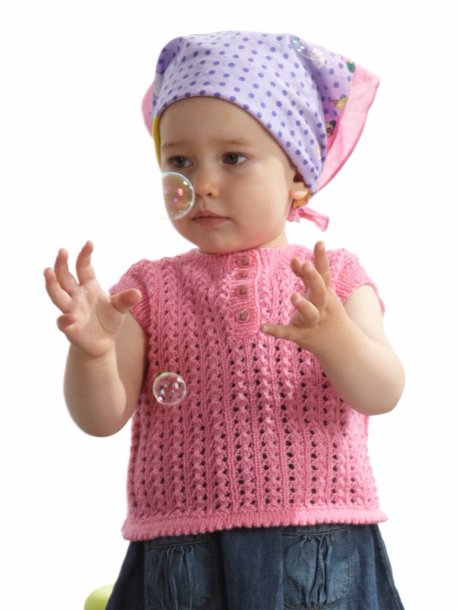 Lace-knit cardigan, tank top, hat and socks