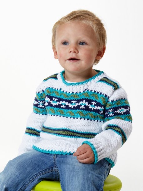 Knitted sweater with pattern in colors